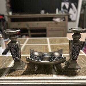 Elegant Silver Candle Holder Set